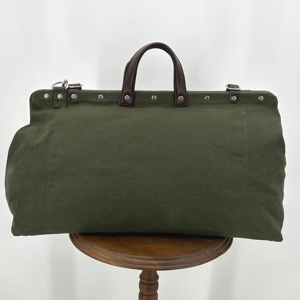 Line of Trade Weekender Bag Olive Green Canvas Leather Trim No. 0312 Travel